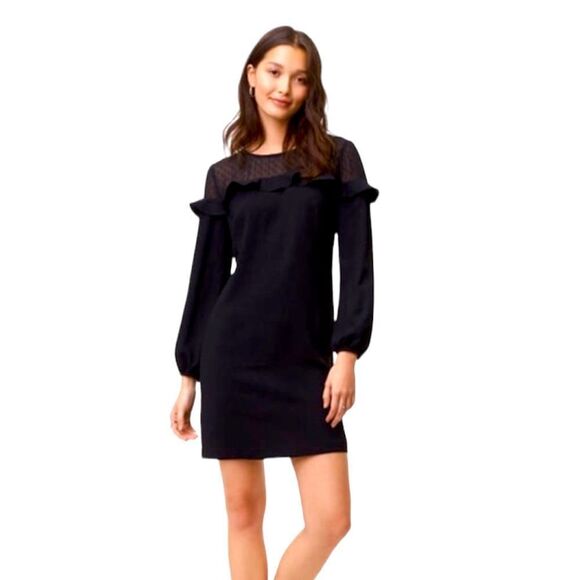 LOFT | Black Long Sleeve Shift Dress - Picture 1 of 9